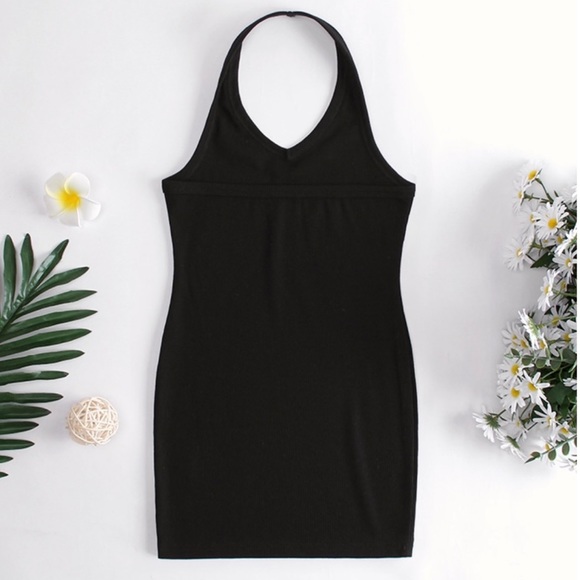 GIRLS HALTER NECK BLACK DRESS - Picture 3 of 4